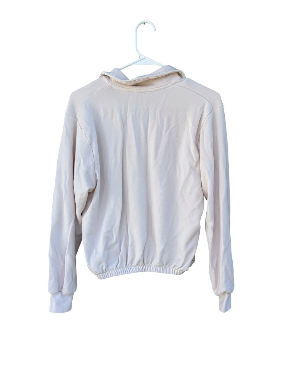 AYR Soft Cream Polo-Style V-Neck Sweatshirt - Size Small - Pima Cotton - Picture 10 of 11